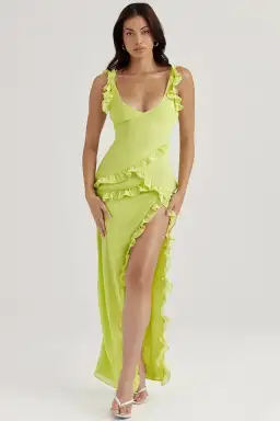 House of CB Pixie Ruffle Maxi in Lime Green Size 8 / Small for rent on The Volte - image 2