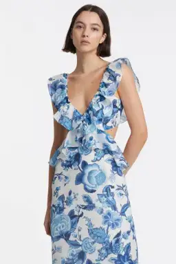 Sir the Label Amaris Frill Midi Dress Print Size 0 / AU 6 for rent on The Volte - image 2