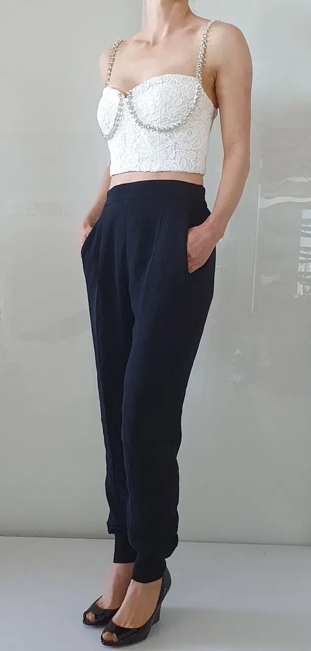 Self Portrait Embellished Lace Bustier Top White Size 4 for rent on The Volte - main image