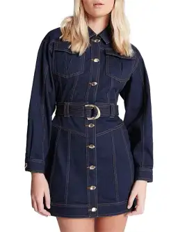 Aje Philia Belted Denim Mini Dress Blue Size 10 for rent on The Volte - image 2