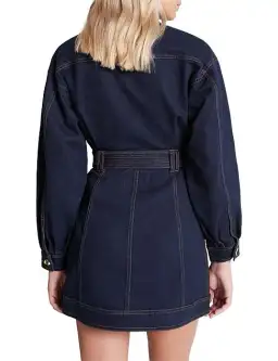 Aje Philia Belted Denim Mini Dress Blue Size 10 for rent on The Volte - image 3