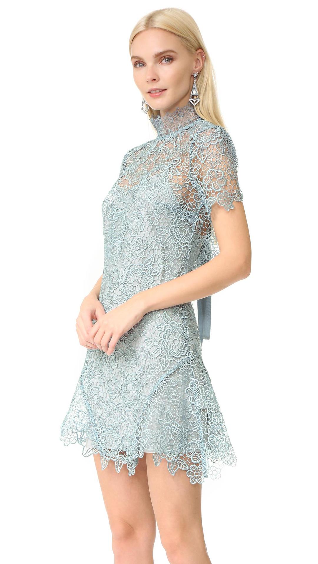 Self Portrait Peep Back Mini Dress - Icey Blue size 10 for rent on The Volte - main image