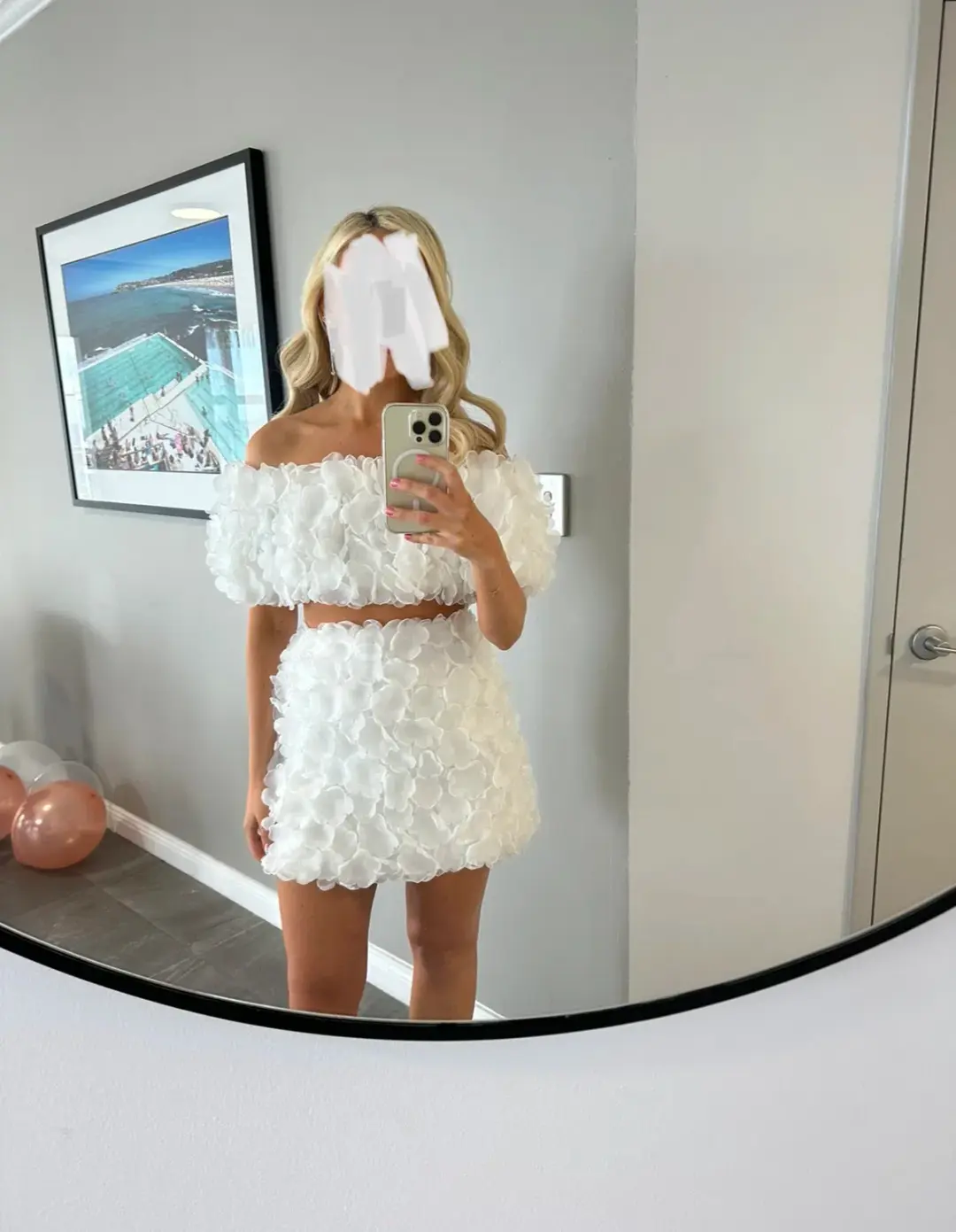 Selezza London Mabel Top & Mia Mini Skirt Set Lily White Size AU 6 for rent on The Volte - main image