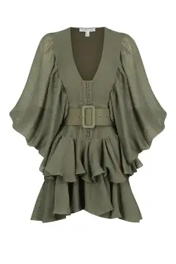 Shona Joy Charlotte Plunge Draped Mini Dress Green Size AU 10 for rent on The Volte - image 3