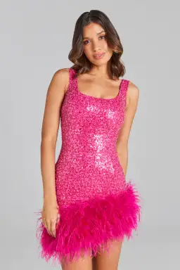 Nadine Merabi Evie Mini Dress Hot Pink Sequin Beadwork Size AU 8 for rent on The Volte - image 4