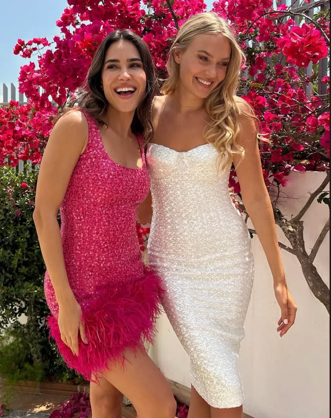 Nadine Merabi Evie Mini Dress Hot Pink Sequin Beadwork Size AU 8 for rent on The Volte - main image