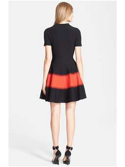 Alexander McQueen Red and Black Textured Fit & Flare Dress size 8 for rent on The Volte - image 3