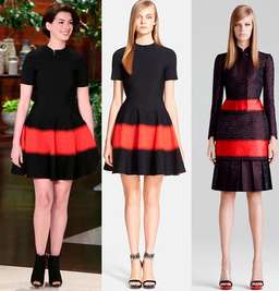 Alexander McQueen Red and Black Textured Fit & Flare Dress size 8 for rent on The Volte - image 4