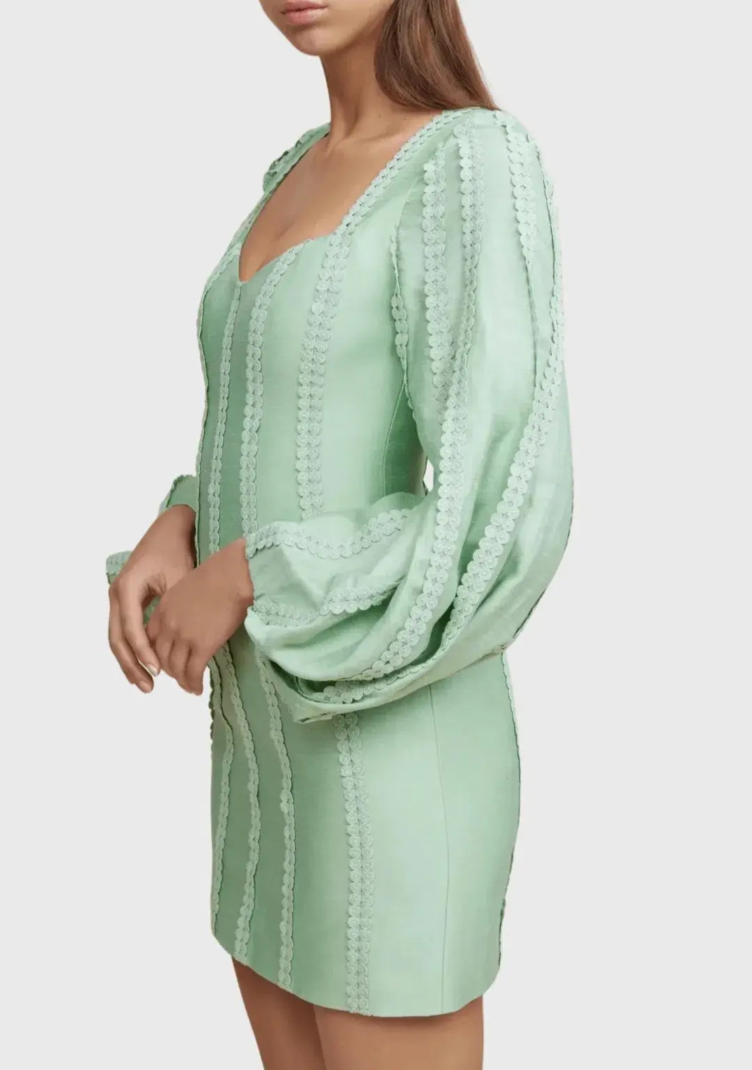 Acler Duxbury Long Sleeve Mini Dress Green Size 14 for rent on The Volte - main image