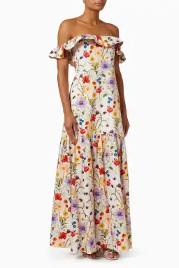 Borgo de Nor Farrah Off Shoulder Cotton Dress Floral Size 12 for rent on The Volte - image 1