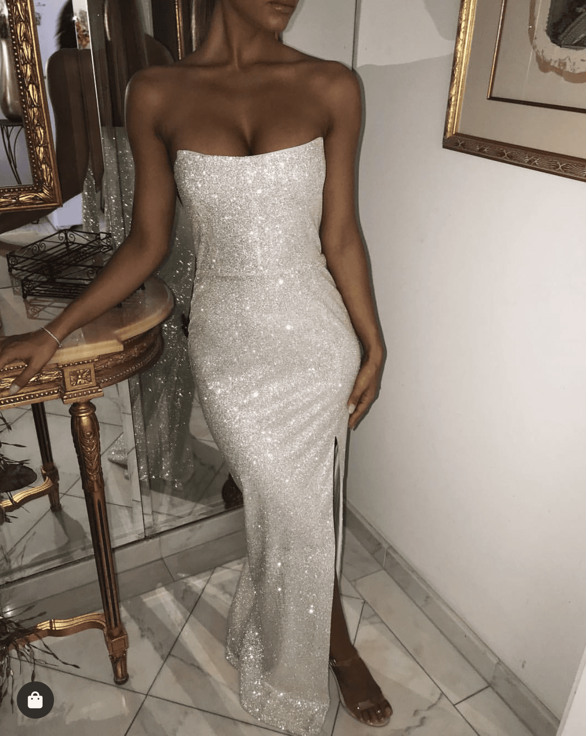 MESHKI Sierra Maxi Dress Silver Size 6 - Image 4