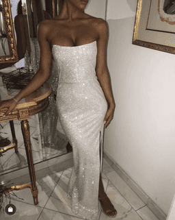 MESHKI Sierra Maxi Dress Silver Size 6