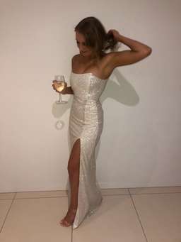 MESHKI Sierra Maxi Dress Silver Size 6