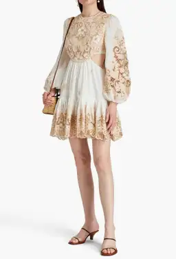Zimmermann Ivory Embroidered Jeannie Mini Dress Size 0/ Au 8 for rent on The Volte - image 2