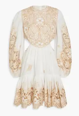 Zimmermann Ivory Embroidered Jeannie Mini Dress Size 0/ Au 8 for rent on The Volte - image 4