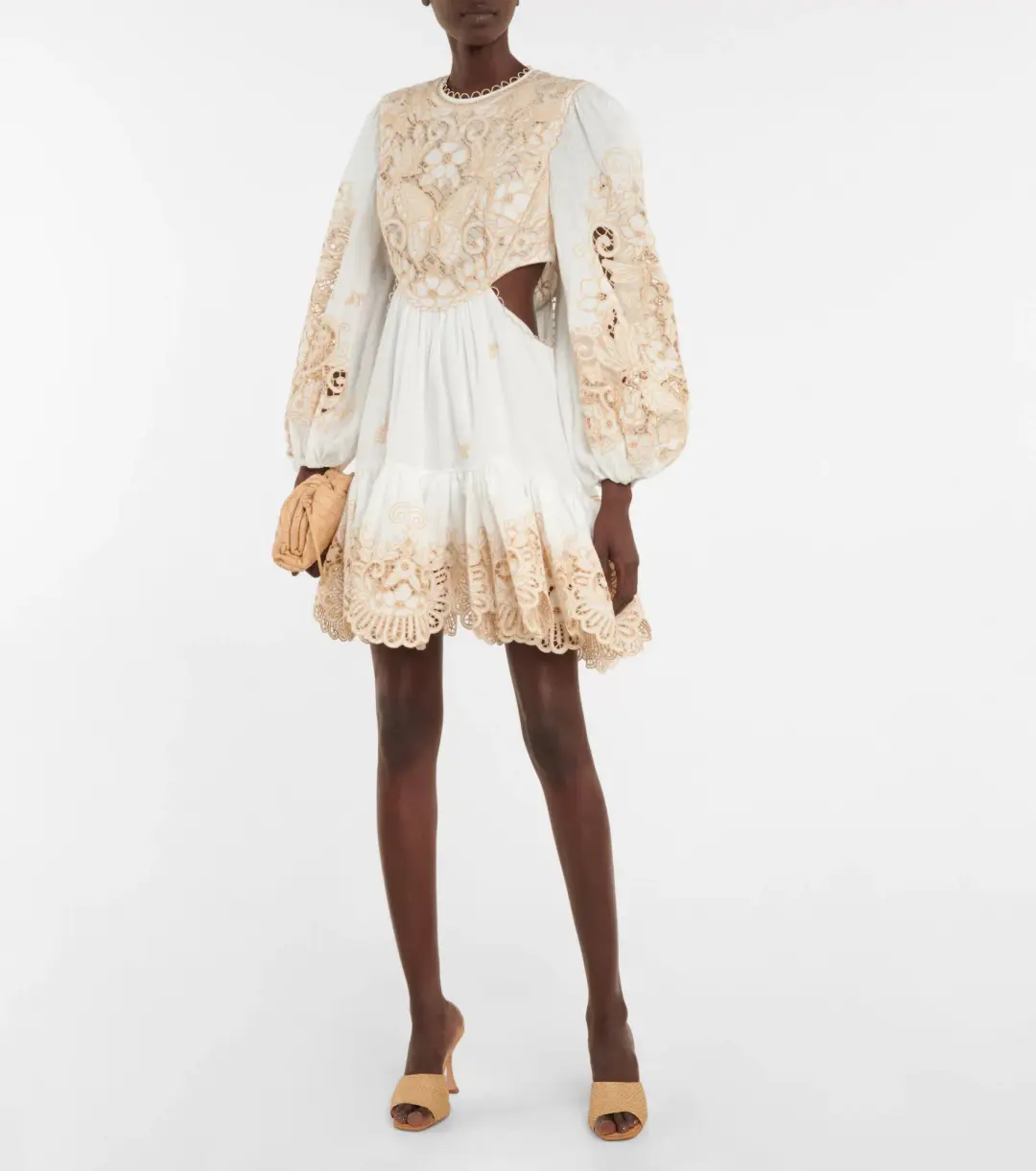 Zimmermann Ivory Embroidered Jeannie Mini Dress Size 0/ Au 8 for rent on The Volte - main image