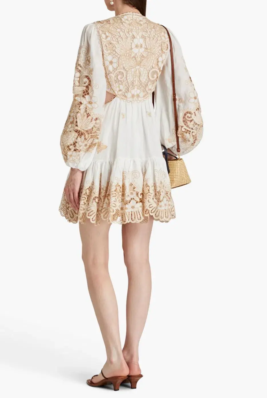 Zimmermann Ivory Embroidered Jeannie Mini Dress Size 0/ Au 8 for rent on The Volte - main image