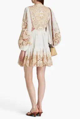 Zimmermann Ivory Embroidered Jeannie Mini Dress Size 0/ Au 8 for rent on The Volte - image 3