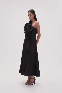 Aje Adelia Ruffle Midi Dress Black Size 10 for rent on The Volte - image 2