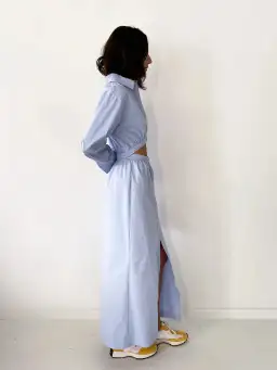 Sir the Label Ilkin Deconstructed Shirt Dress in Ice Blue Size 1/Au 8 for rent on The Volte - image 2