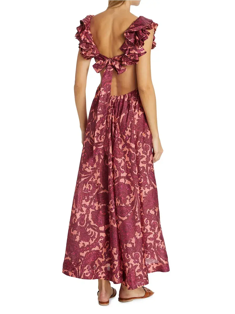 Zimmermann Tiggy Cutout Ruffled Silk Midi Dress Paisley-Print Size 1 / AU 10 for rent on The Volte - main image
