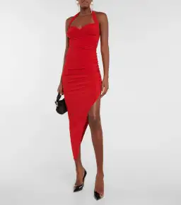 Norma Kamali Cayla Halterneck Ruched Midi Dress Red Size XS / AU 6