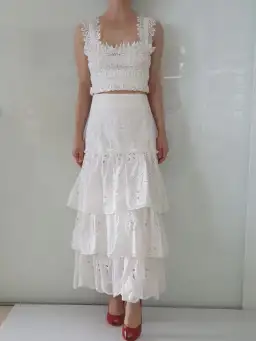 Alexis Faustine Ruffled Midi Skirt White Size XS / AU 6 for rent on The Volte - image 2
