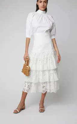 Alexis Faustine Ruffled Midi Skirt White Size XS / AU 6 for rent on The Volte - image 1
