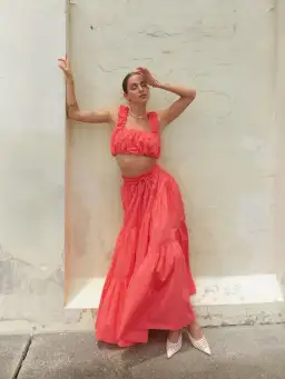 Sheike Scandal Crop Top and Skirt Set Watermelon/Coral Size 6