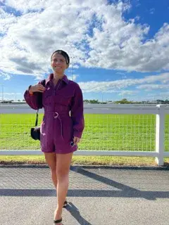 Elliatt Epiphany Belted Button Down Playsuit Burgundy Size 8 - Image 5