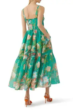 Leo Lin Rose Bustier Midi Dress In Opulent Print in Verdant Size 6 for rent on The Volte - image 3