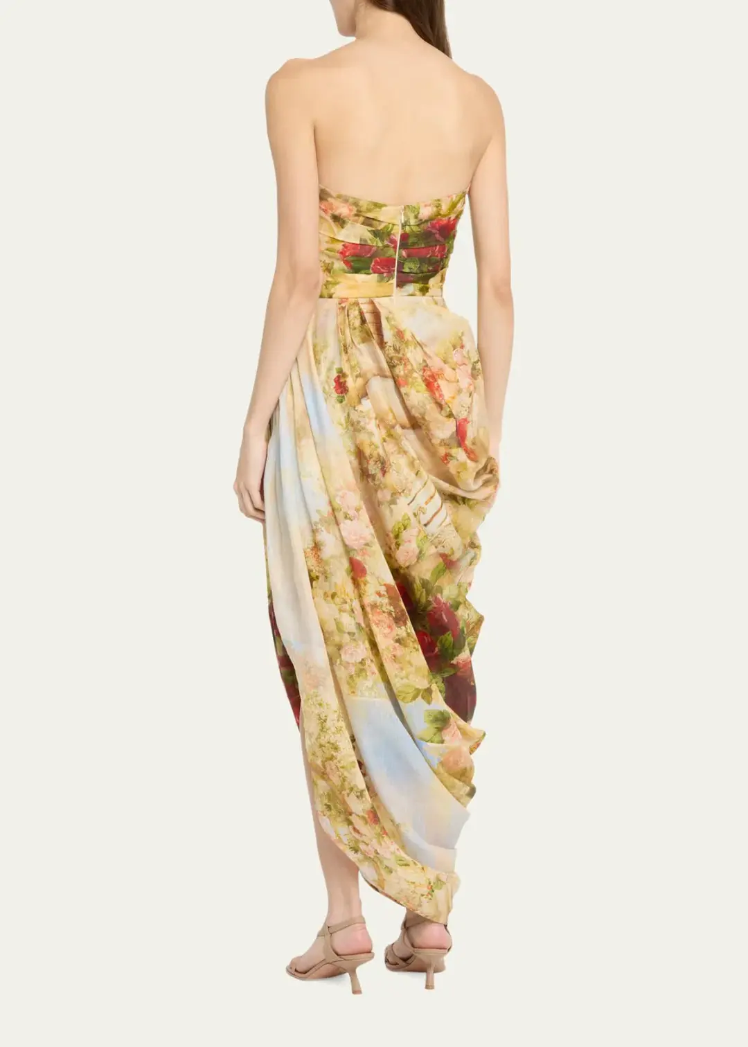 Zimmermann The Luminosity Strapless Midi in Rosy Garden Floral Size 0/Au 8 for rent on The Volte - main image