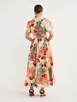 Leo Lin Bianca Short Sleeve Midi Dress Azalea Print in Fortune Size 10 for rent on The Volte - image 3