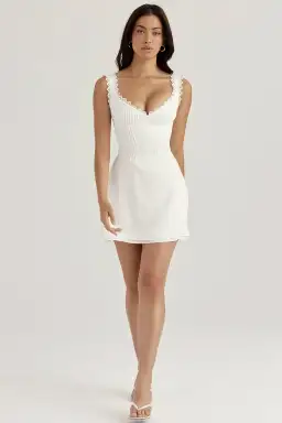 House of CB Tilly Pin Tuck Mini Dress White Size L/Au 12 for rent on The Volte - image 1