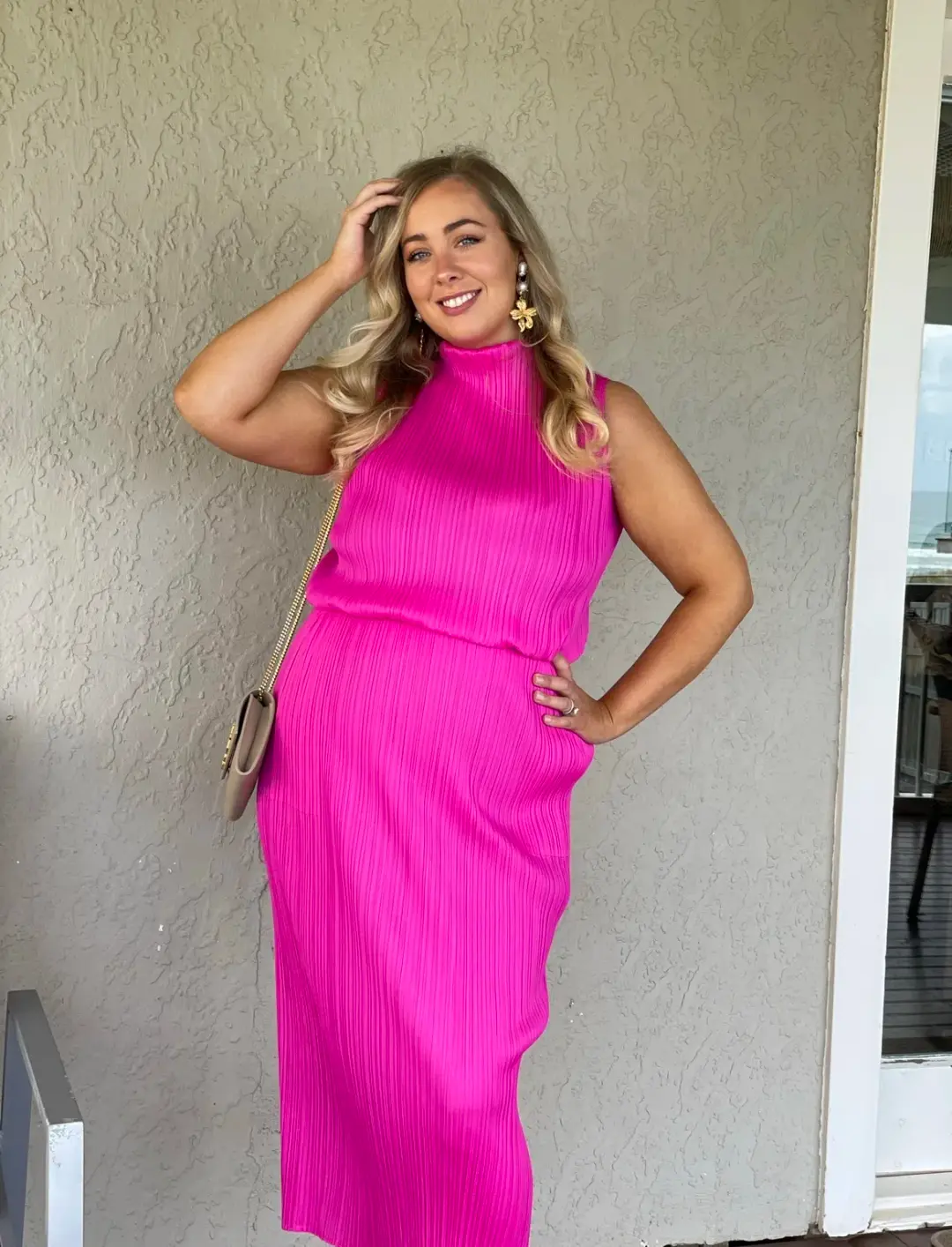 Issey Miyake Pleats Please Skirt And Top Pink Size AU 14 for rent on The Volte - main image