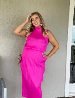 Issey Miyake Pleats Please Skirt And Top Pink Size AU 14 for rent on The Volte - image 4