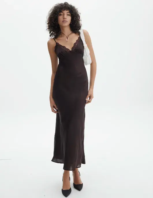 Bec & Bridge Lace Maxi Dress Brown Size AU 8 - Image 1