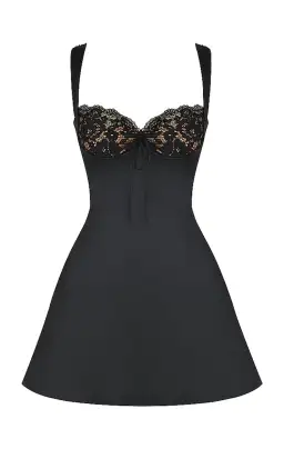 House of CB Adriana Satin and Lace Mini Dress Black Size L / AU 12 for rent on The Volte - image 6