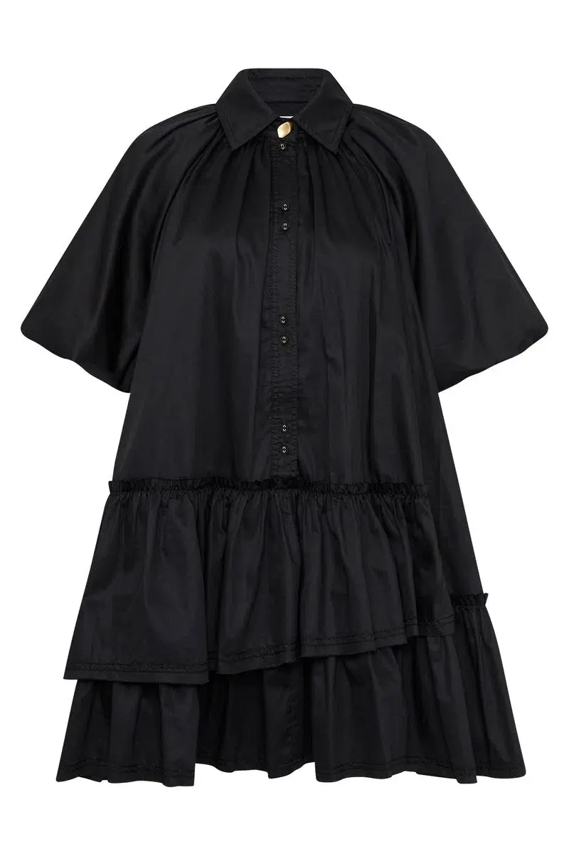 Aje Ambience Smock Mini Dress Black Size 4 for rent on The Volte - main image