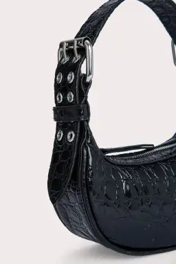 By Far Mini Soho Circular Croco Embossed Leather Bag Black for rent on The Volte - image 3