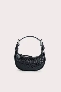 By Far Mini Soho Circular Croco Embossed Leather Bag Black for rent on The Volte - image 1