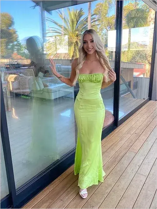 Natalie Rolt Rosalia Gown Lime Size 1 / AU 8 for rent on The Volte - main image