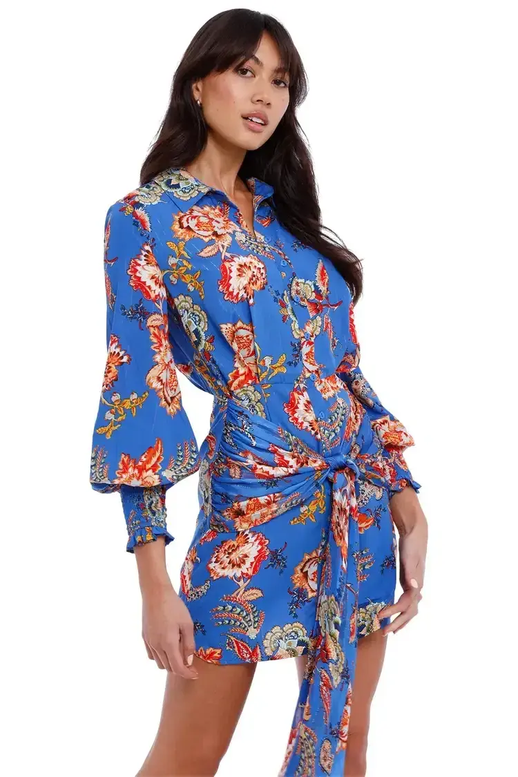 Elliatt Independence Dress Blue Multi Print Size 8 for rent on The Volte - main image