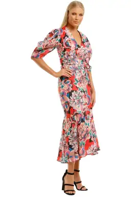 Ginger & Smart Flourish Wrap Dress Multi Print Red Size 8 for rent on The Volte - image 2
