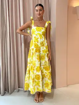 Alemais Sonny Midi Dress in Lemon Size 10 for rent on The Volte - image 1