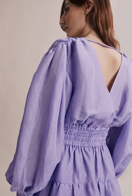 Country Road Gathered Detail Mini Dress Lilac Size 8 for rent on The Volte - main image