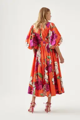 Aje Marlene Vivid Camellia Midi Dress Floral Size 8 for rent on The Volte - image 3
