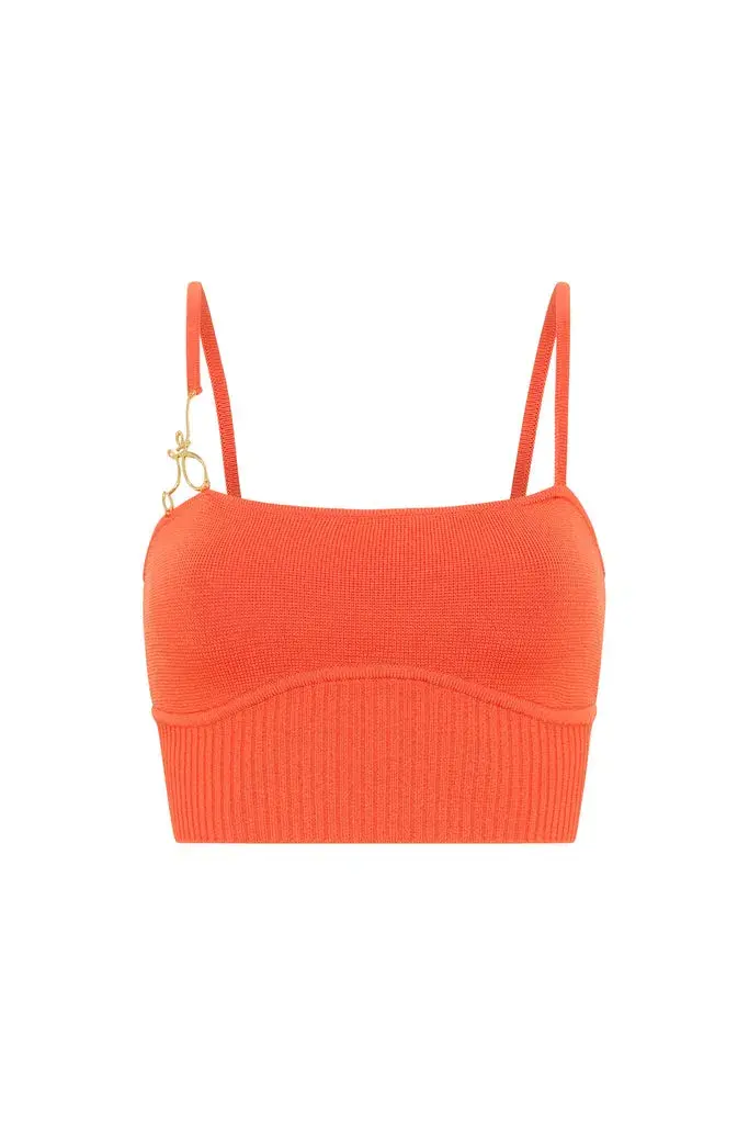 Aje Lucia Knit Bustier Top Coral Orange Size M/10 for rent on The Volte - main image