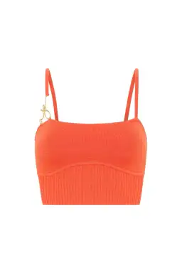 Aje Lucia Knit Bustier Top Coral Orange Size M/10 for rent on The Volte - image 6