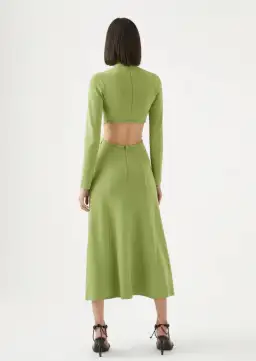 Aje Amelie Braided Cut Out Knit Dress in Olive Green Size M/Au 12 for rent on The Volte - image 4